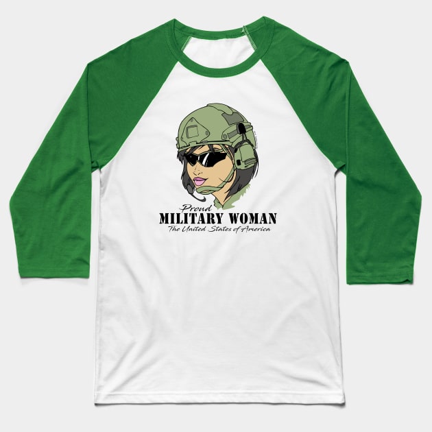 Proud Military Woman  V3  (light tees) Baseball T-Shirt by Illustratorator